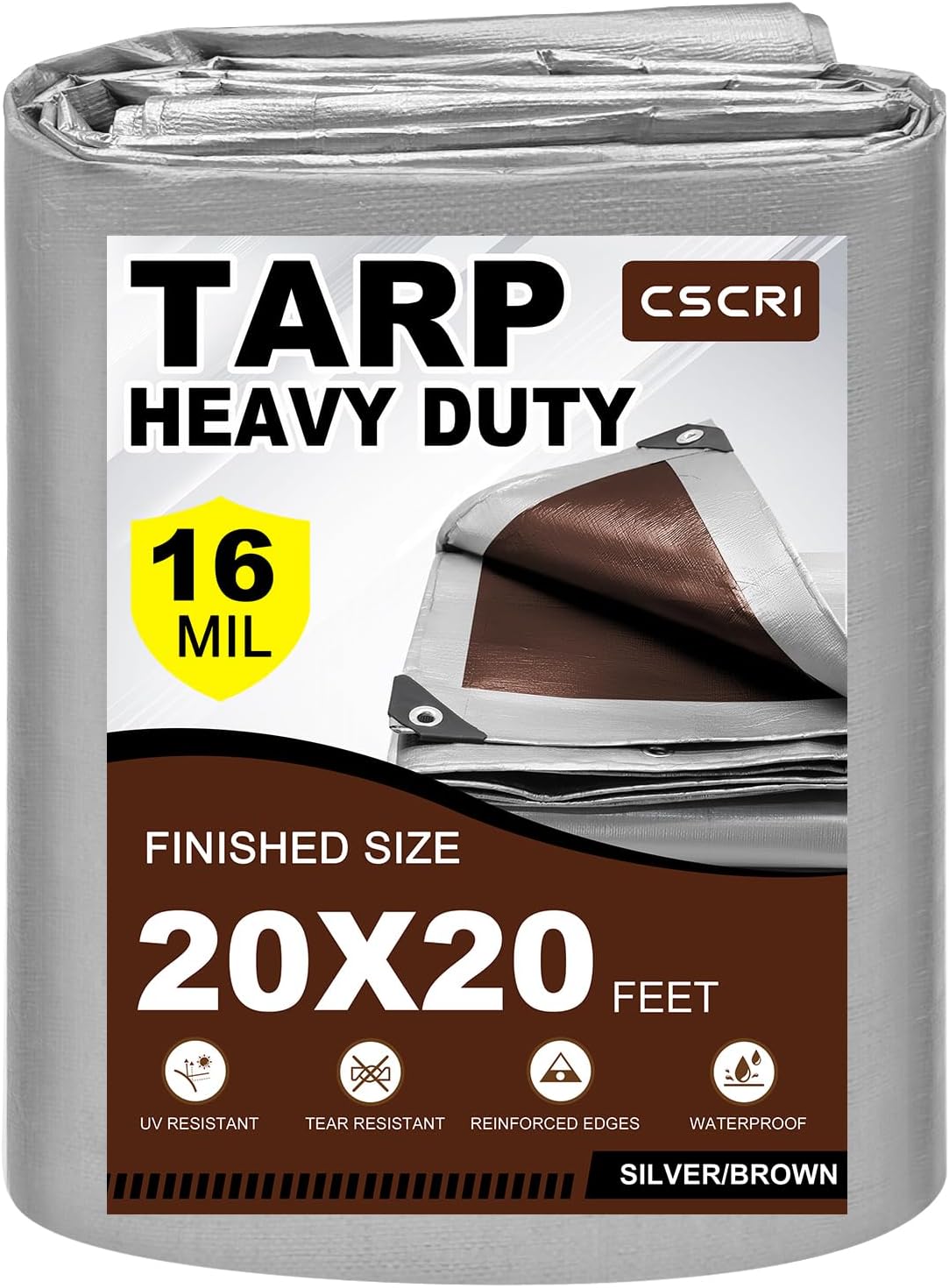 Outdoor Camping Tarp - 20x20FT 16Mil Heavy Duty Waterproof Tarp,