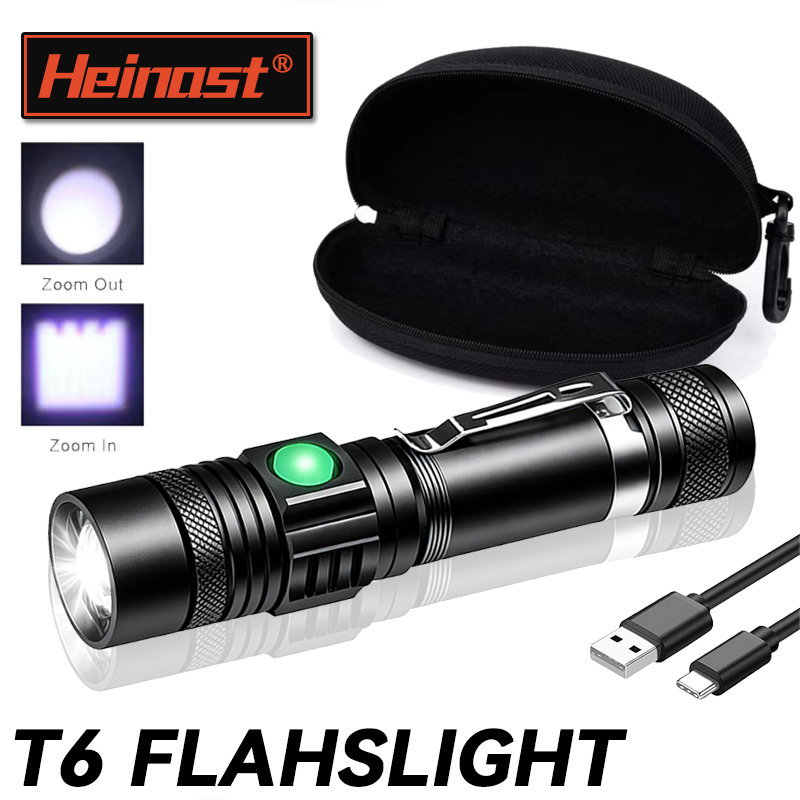 Outdoor Camping Glamping - T6 LED Rechargeable Flashlight,18650 Zoomable Torch,