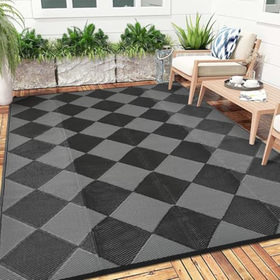 Outdoor Camping Rugs 9X18 - Outdoor Patio Rug 9x18, Reversible Plastic