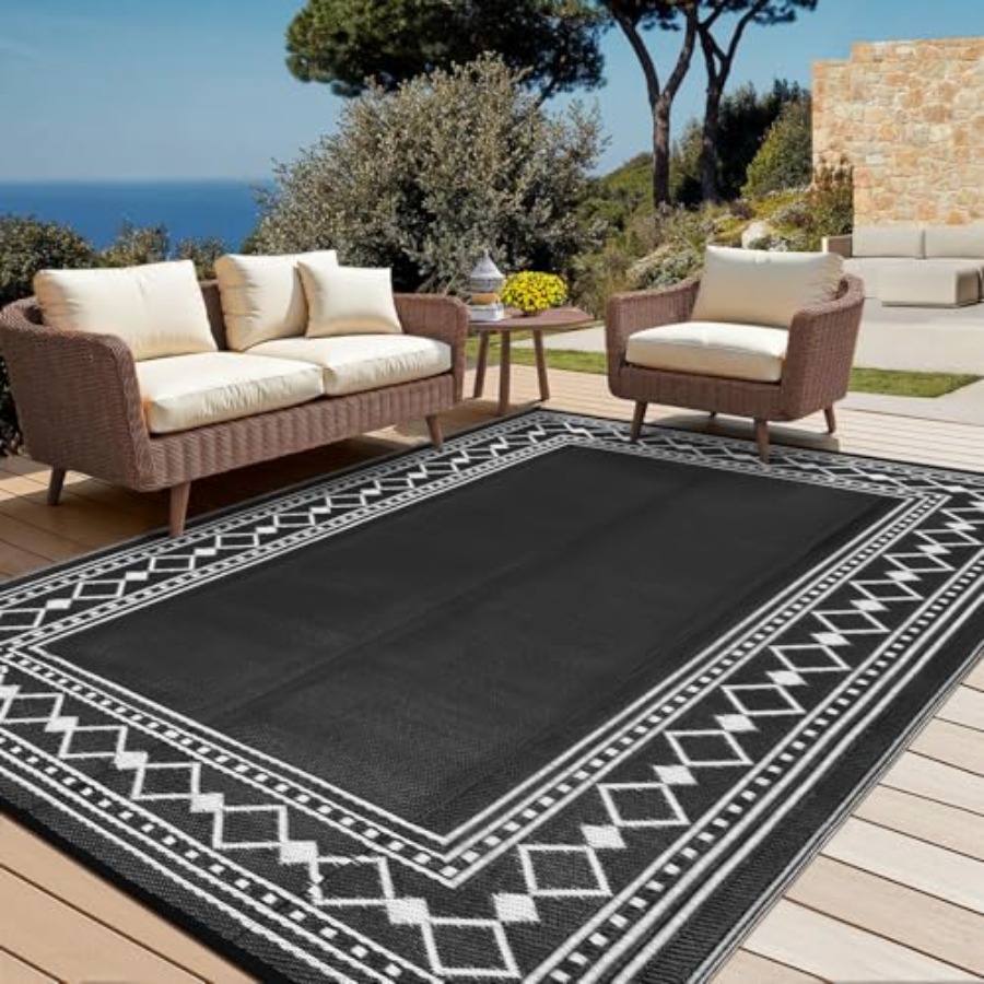 Outdoor Camping Rugs 9X18 - Outdoor geometric rug 9x18 for patio,