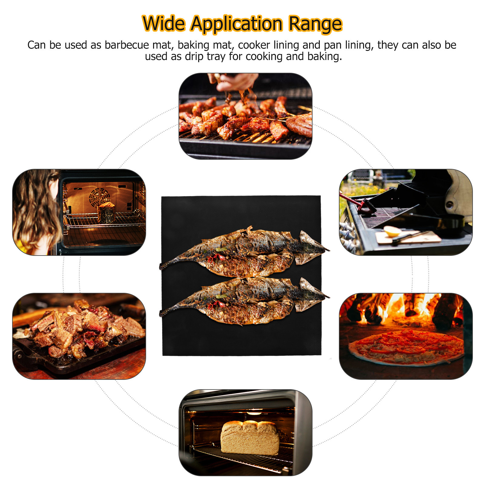 Kitchen Outdoor Camping - 3Pcs Bbq Grill Mat Non-Stick Reusable