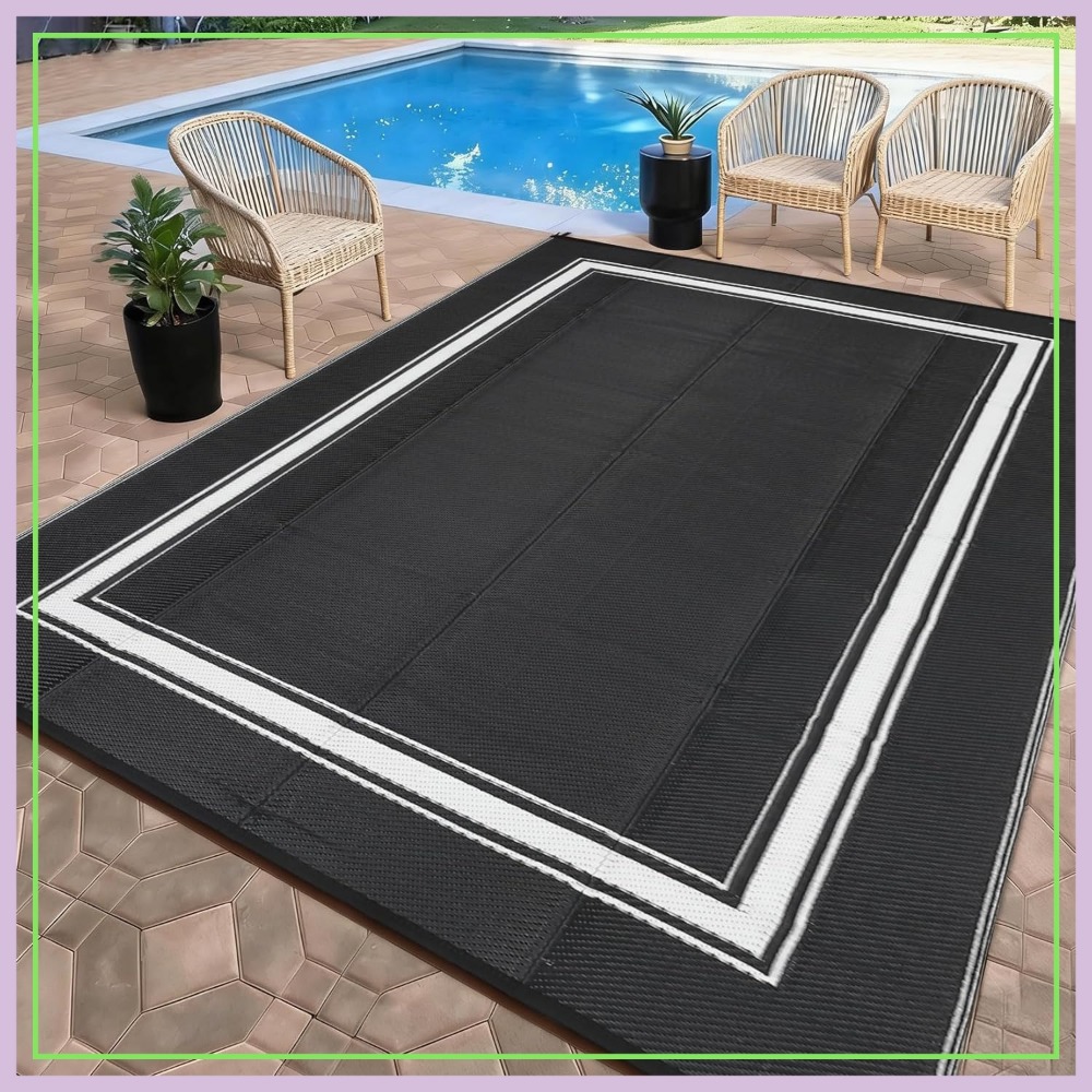 Outdoor Camping Rugs 9X18 - 9x18 Waterproof Outdoor Rug with Stakes