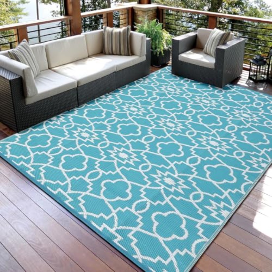 Outdoor Camping Rugs 9X18 - Reversible Mats 9x18 Plastic Straw Rug
