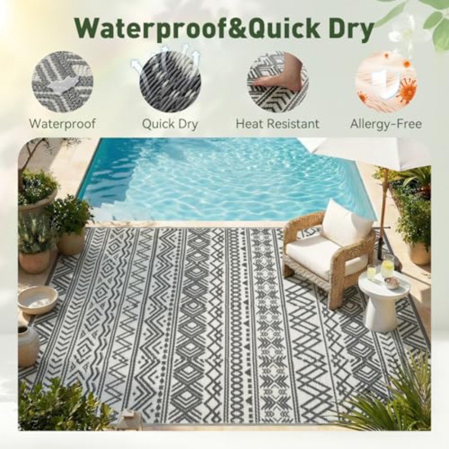 Outdoor patio rug for RV campi - Outdoor Camping Rugs 9X18 ulasan dan harga