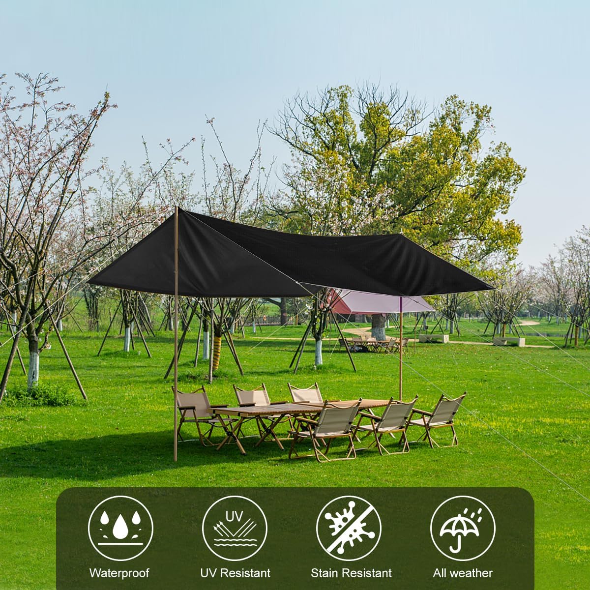 Black Waterproof Tarp Cover fo - Outdoor Camping Tarp ulasan dan harga