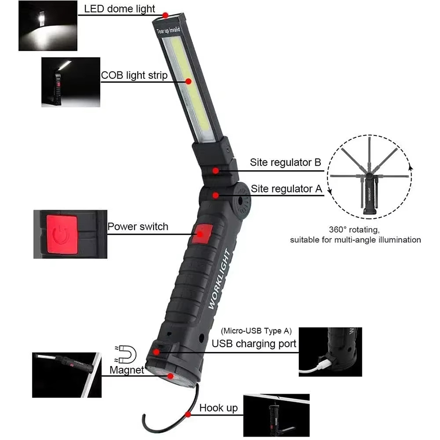 Portable LED Flashlight with M - Outdoor Camping Glamping ulasan dan harga