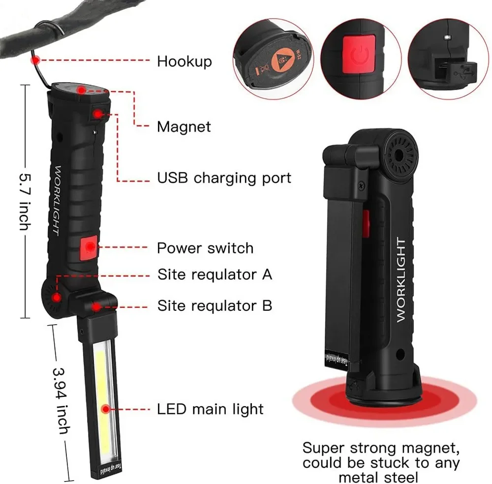 Portable COB LED Flashlight US - Outdoor Camping Glamping ulasan dan harga
