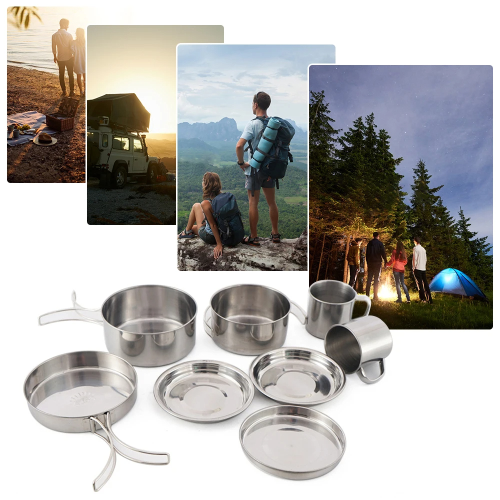 8pcs/Set Camping Cookware Mess - Outdoor Camping Kitchen Set ulasan dan harga