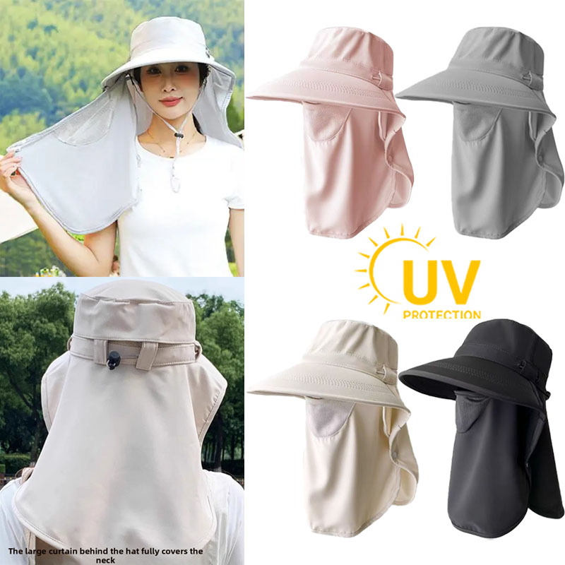Summer Sun Hats with Face Mask - Outdoor Camping Hat ulasan dan harga