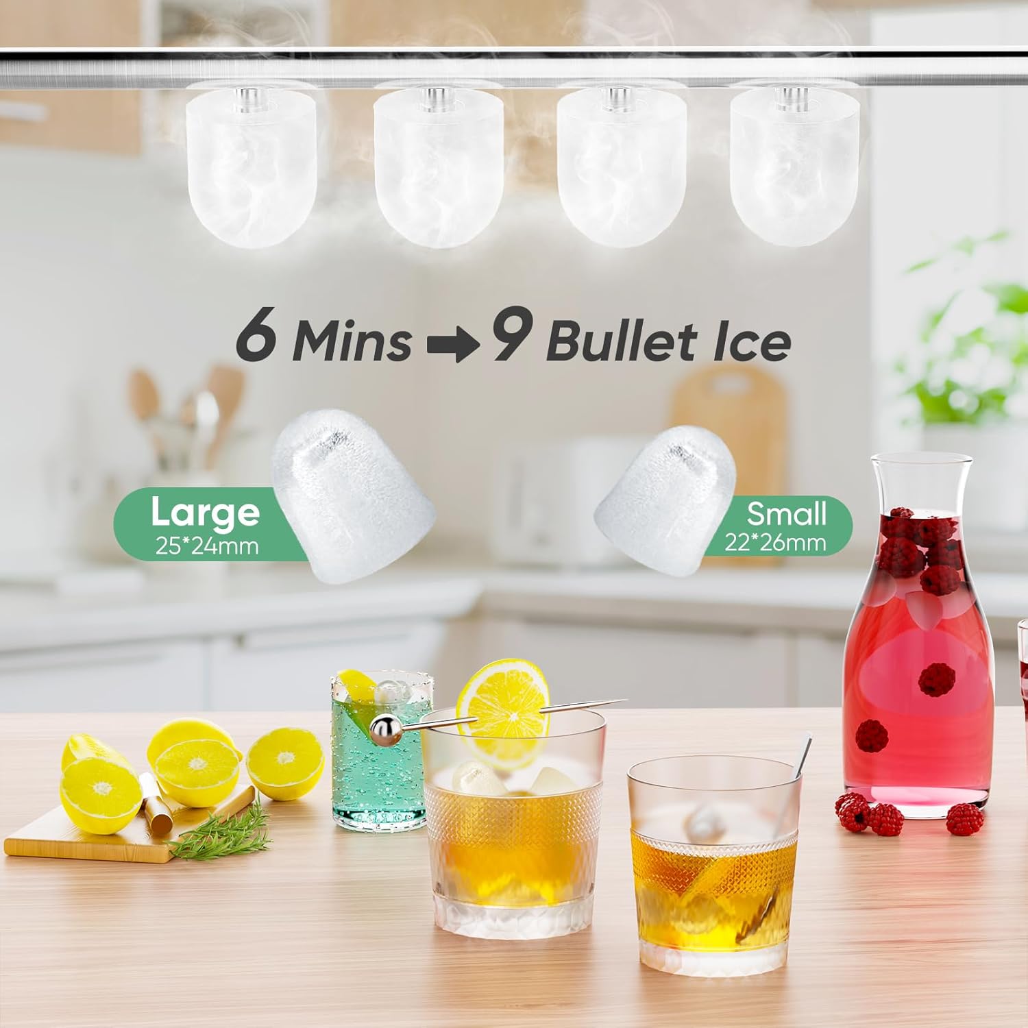 Portable Ice Maker, 26lbs/24H, - Kitchen Outdoor Camping ulasan dan harga