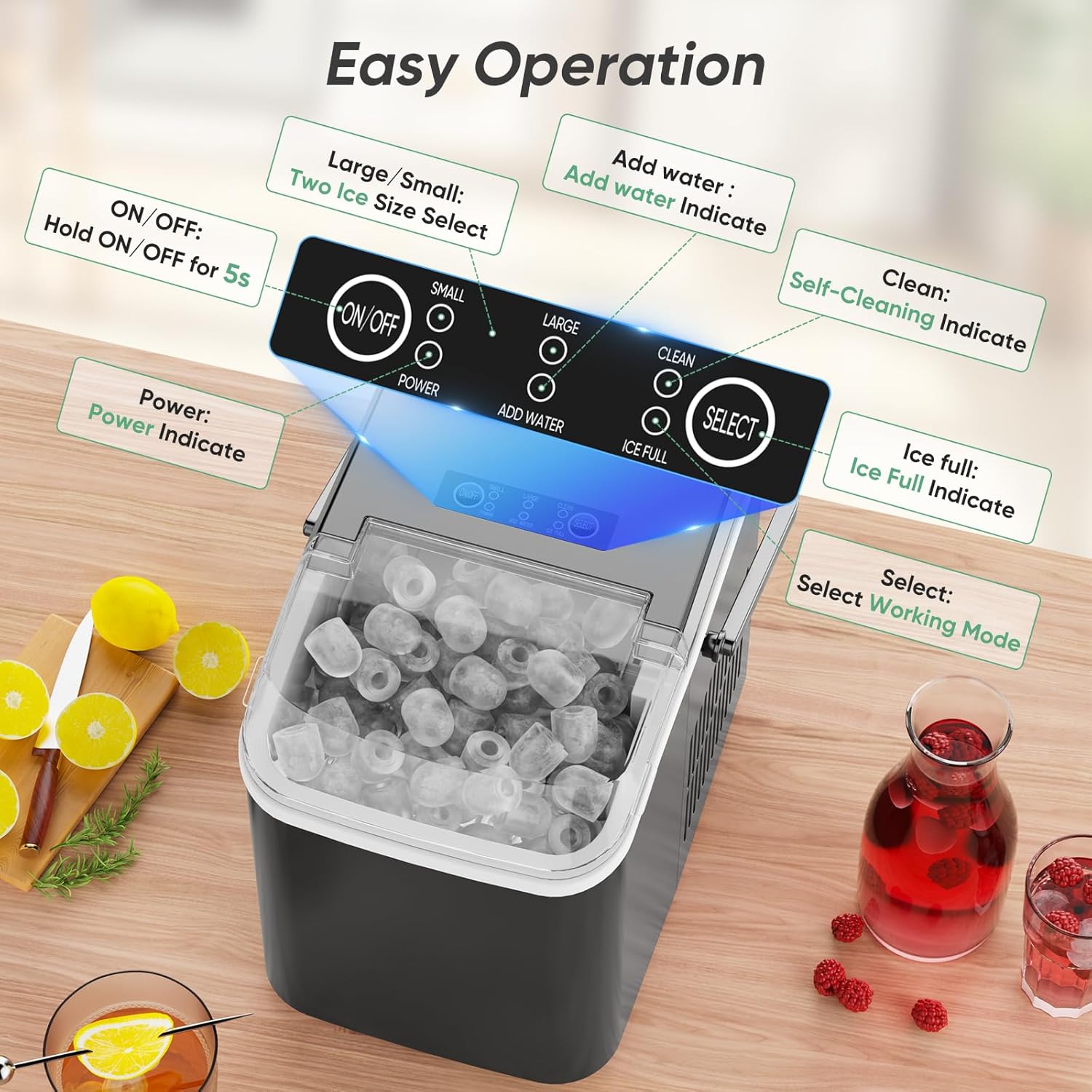 Portable Ice Maker, 26lbs/24H, - Kitchen Outdoor Camping ulasan dan harga