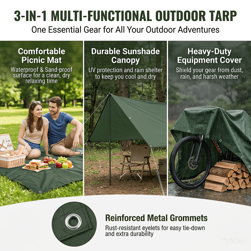 3-in-1 Multi-Functional Waterp - Outdoor Camping Tarp ulasan dan harga