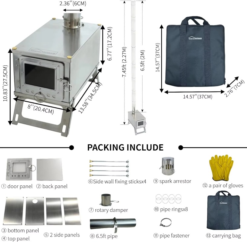【Popular】DANCHEL S1 Foldable T - Outdoor Camping Stove Wood ulasan dan harga