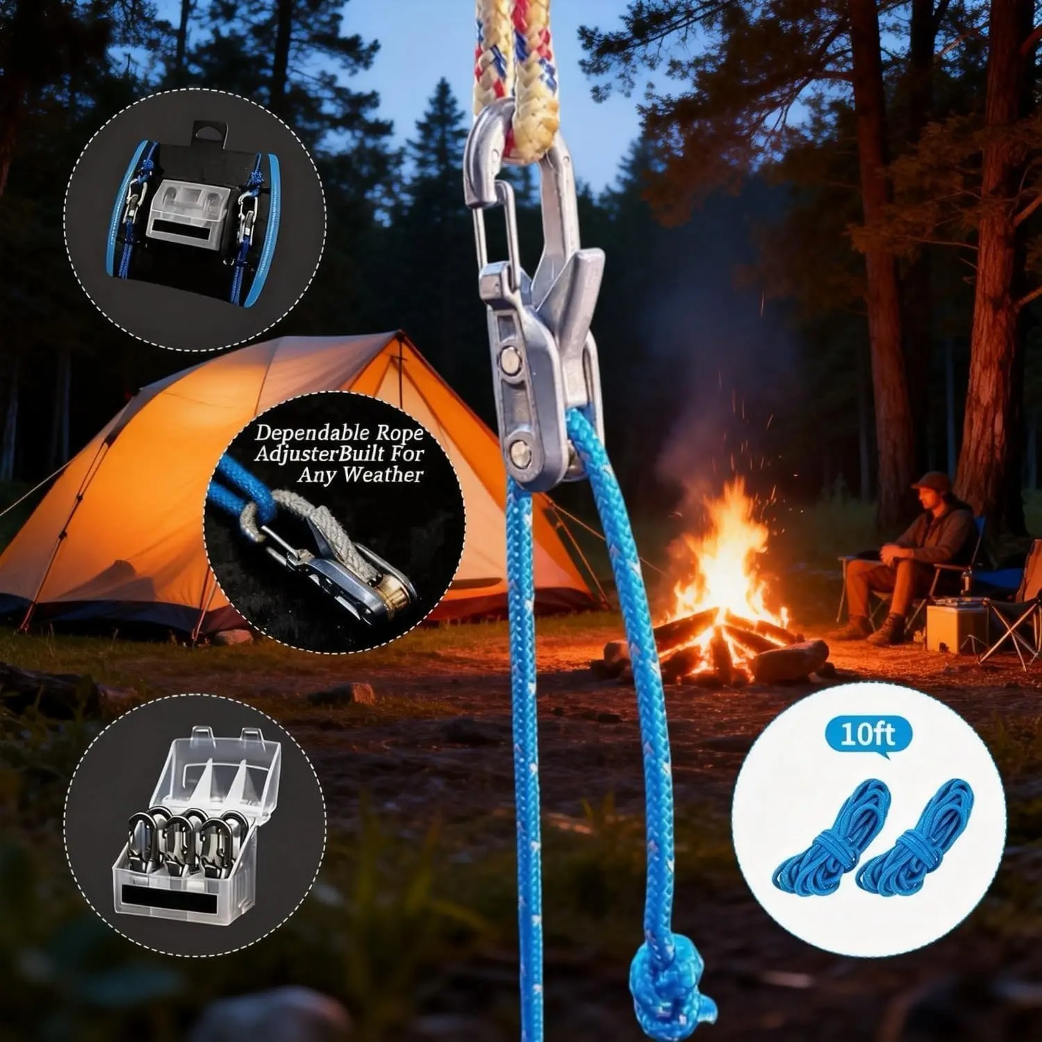6Pcs Paracord Rope Tensioner K - Outdoor Camping Tarp ulasan dan harga