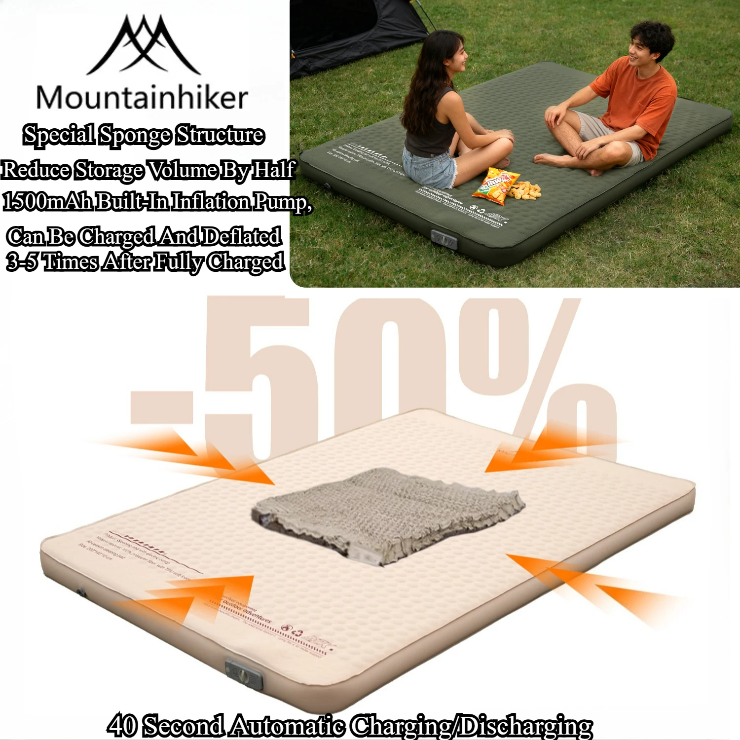 MOUNTAINHIKER New Inflatable M - Outdoor Camping Sleeping Bag ulasan dan harga
