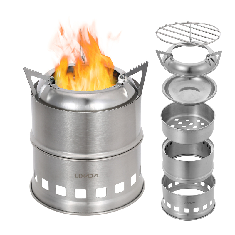 Lixada Stainless Steel Wood St - Outdoor Camping Stove Wood ulasan dan harga