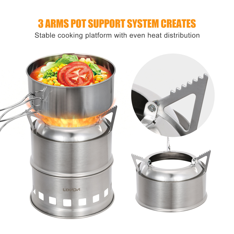 Lixada Stainless Steel Wood St - Outdoor Camping Stove Wood ulasan dan harga