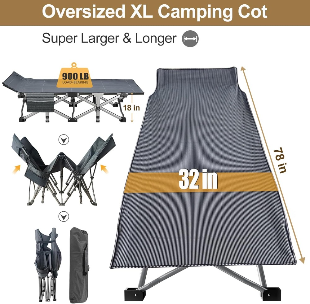 Heavy Duty Folding Camping Cot - Outdoor Camping Sleeping Bag ulasan dan harga