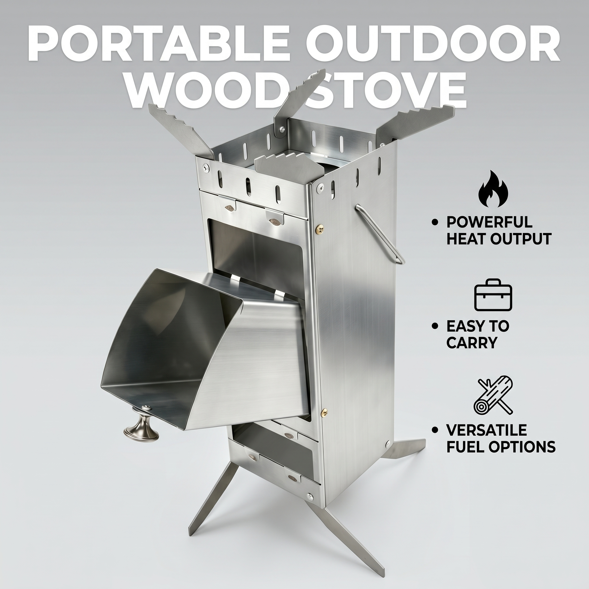 Portable Foldable Rocket Stove - Outdoor Camping Stove Wood ulasan dan harga