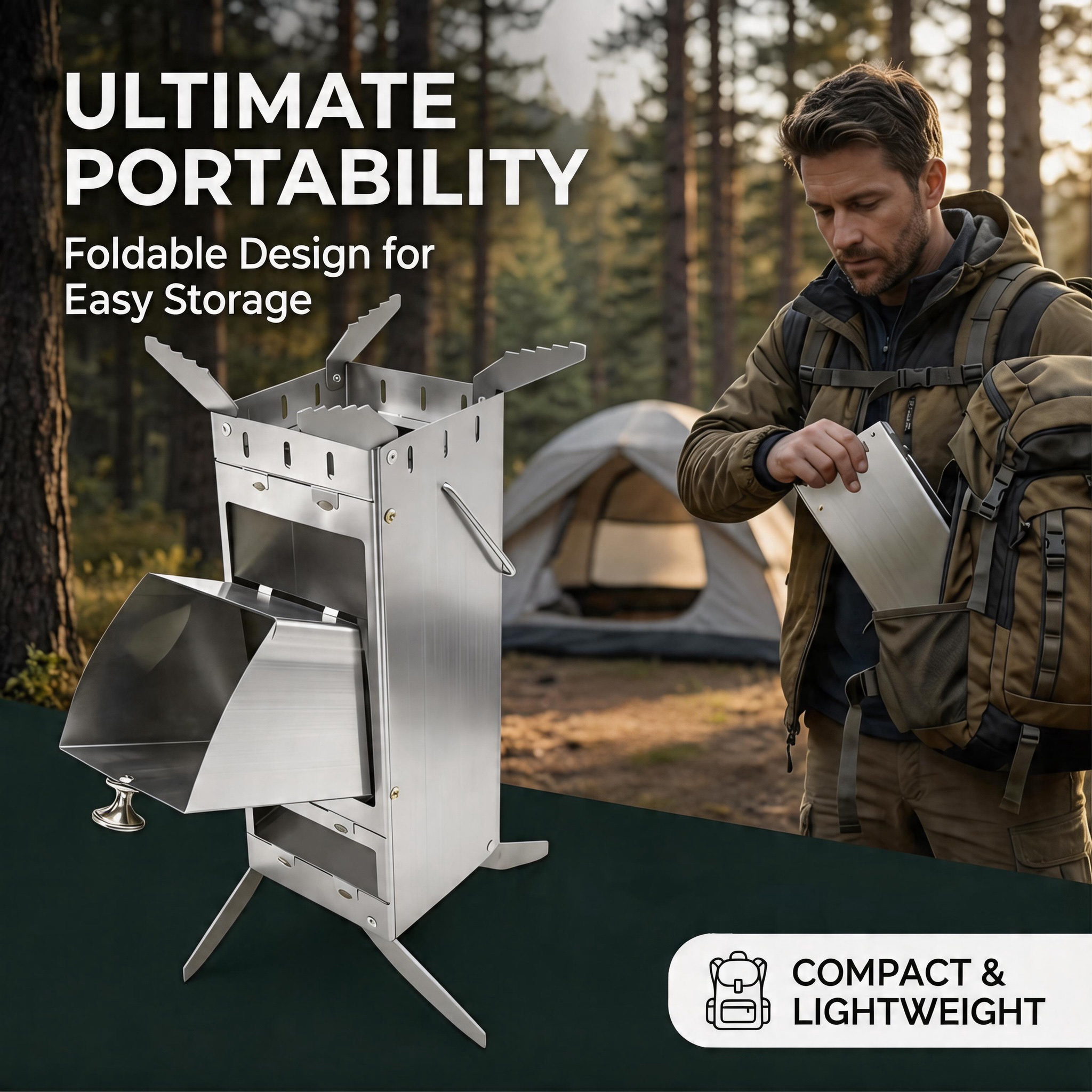 Portable Foldable Rocket Stove - Outdoor Camping Stove Wood ulasan dan harga