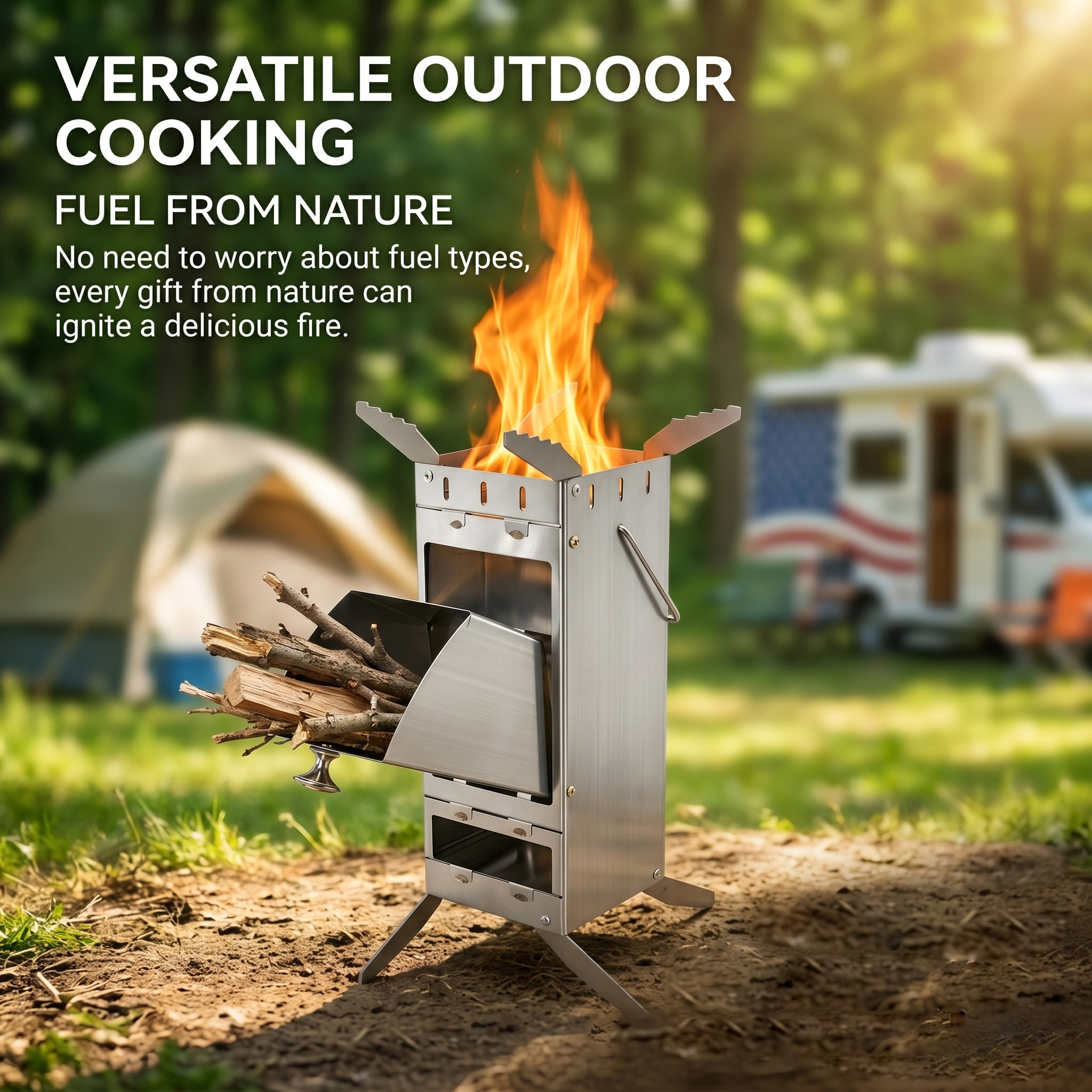 Portable Foldable Rocket Stove - Outdoor Camping Stove Wood ulasan dan harga