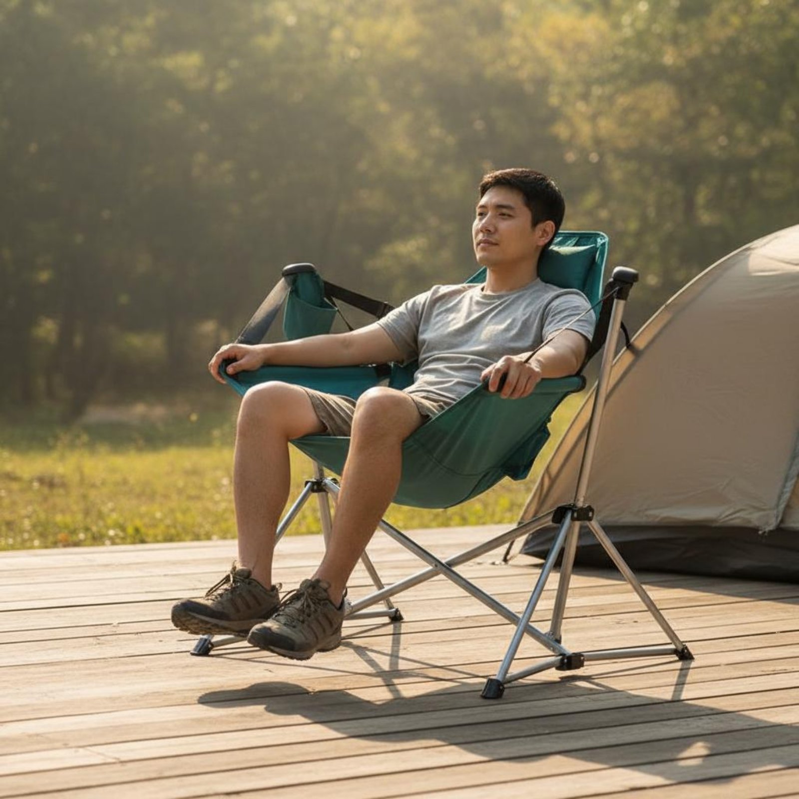 Folding Rocking Chair Foldable - Outdoor Camping Rocking Chair ulasan dan harga
