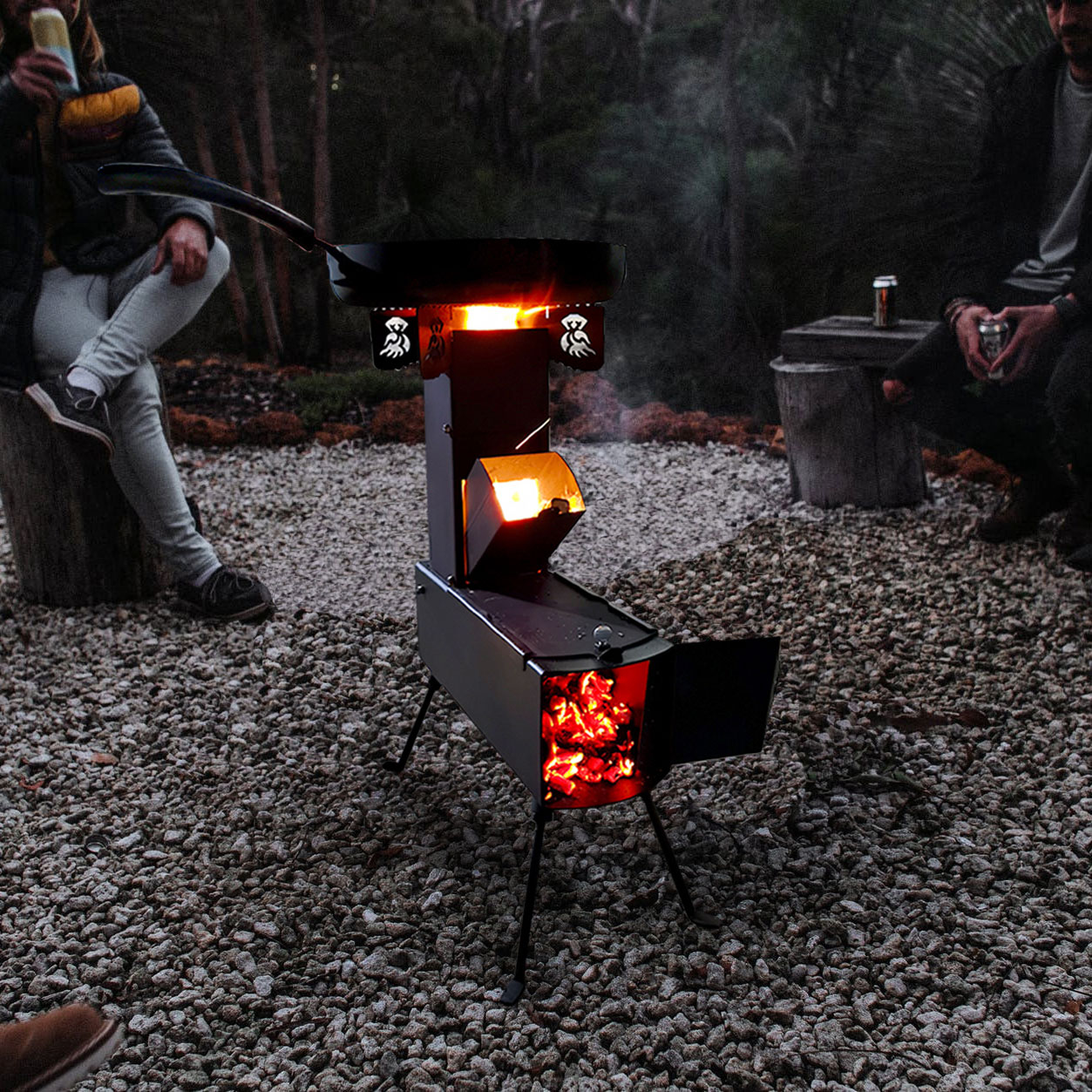 Collapsible Rocket Stove with  - Outdoor Camping Stove Wood ulasan dan harga
