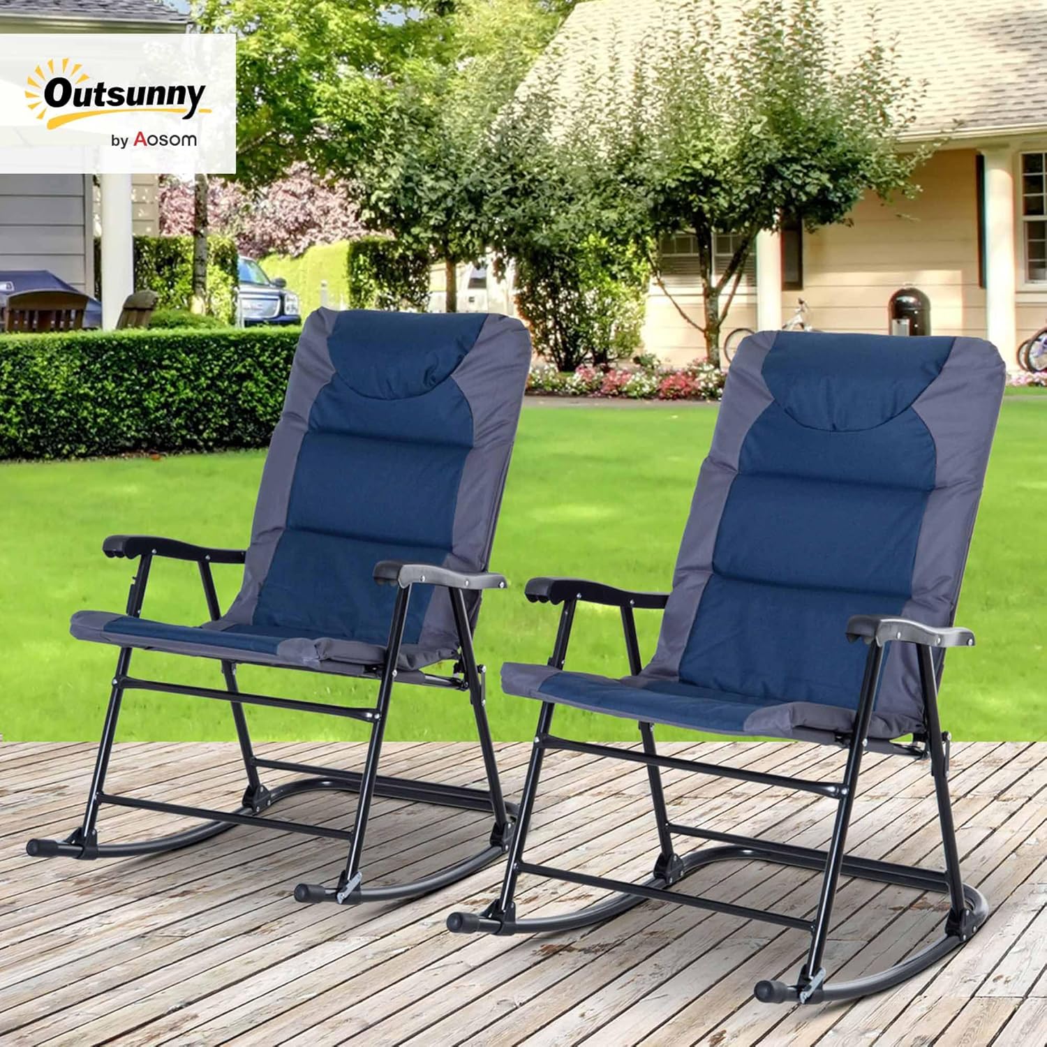 Oversized Padded Folding Rocki - Outdoor Camping Rocking Chair ulasan dan harga