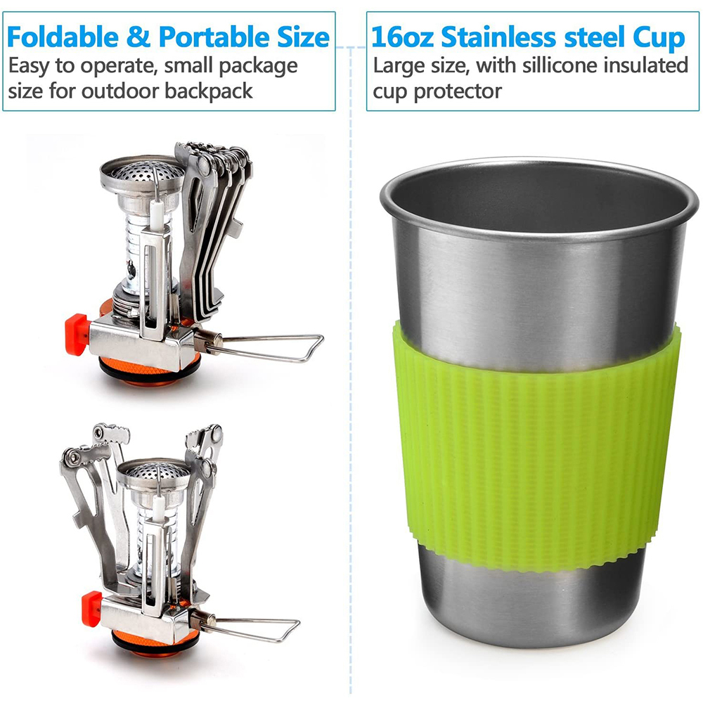 Camping Cookware Kit with Stov - Outdoor Camping Kitchen Set ulasan dan harga