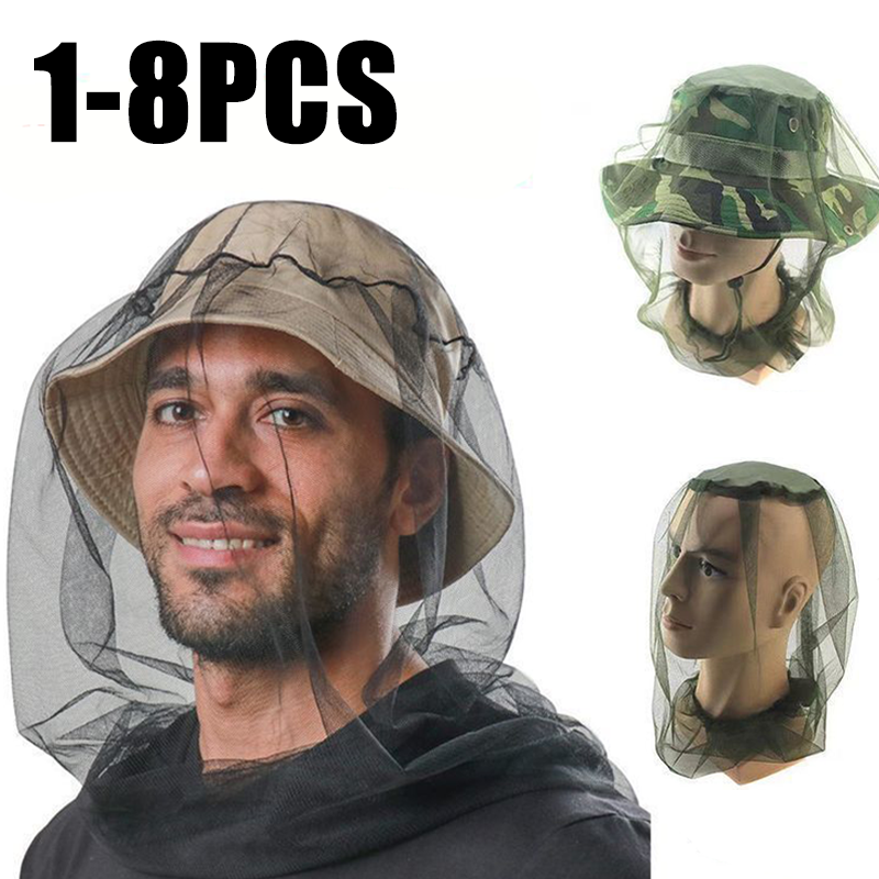 Mesh Head Net Fishing Hat Anti - Outdoor Camping Hat ulasan dan harga
